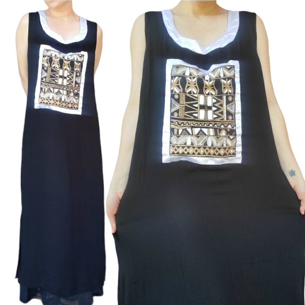 Ashro casual black and white TRIBAL maxi SUNDRES